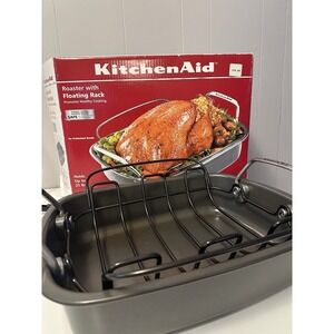 Vintage 2003 Kitchen Aid Roaster Pan w/Floating Rack Non-Stick XL